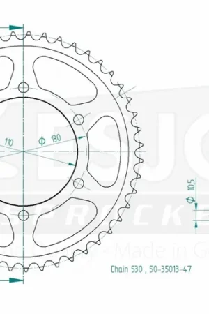 ESJOT - REAR STEEL 47T, 530 - Sprockets - Compatibiliteit met meerdere merken Modern