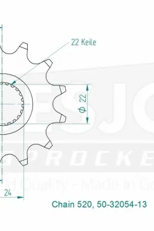 Ambachtelijk ESJOT - FRONT 13T, 520 - Sprockets - Compatibel met diverse modellen