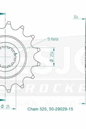 Korting ESJOT - FRONT 15T, 525 - Sprockets - Kwaliteit en Compatibiliteit