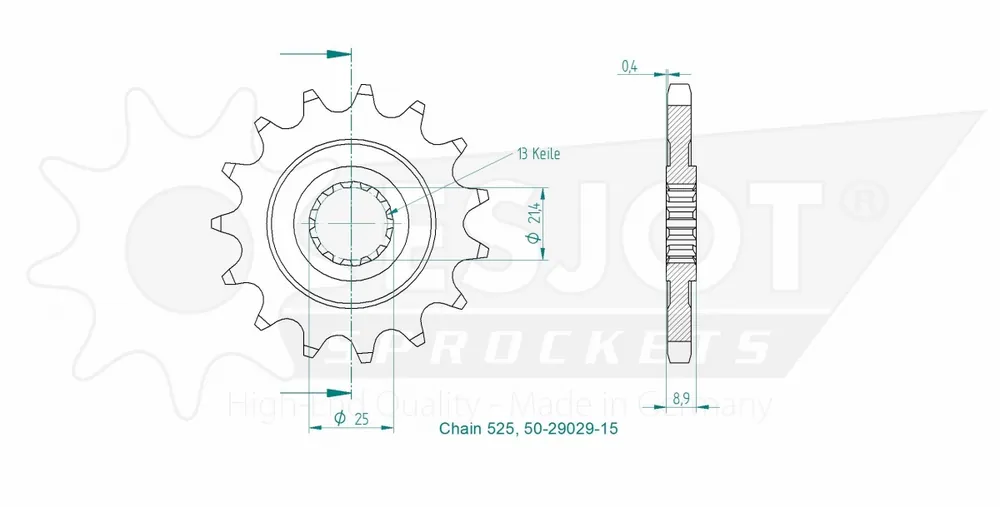 Korting ESJOT - FRONT 15T, 525 - Sprockets - Kwaliteit en Compatibiliteit