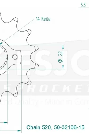 Professioneel ESJOT - FRONT 15T, 520 - Sprockets - Compatibel met Ducati 900