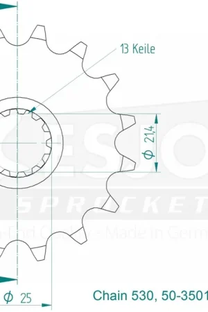 ESJOT - FRONT 16T, 530 - Sprockets - Compatibel met Yamaha In De Mode