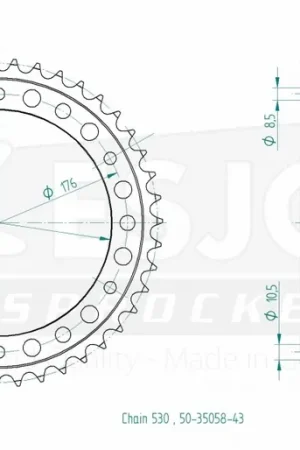 ESJOT - REAR STEEL 43T, 530 - Sprockets - Geschikt voor Honda Flitsaanbieding
