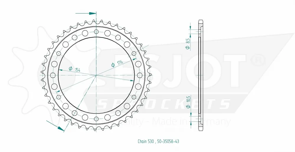 ESJOT - REAR STEEL 43T, 530 - Sprockets - Geschikt voor Honda Flitsaanbieding