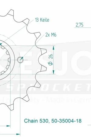 Beste Prijs ESJOT - FRONT 18T, 530 - Sprockets - Hoge kwaliteit