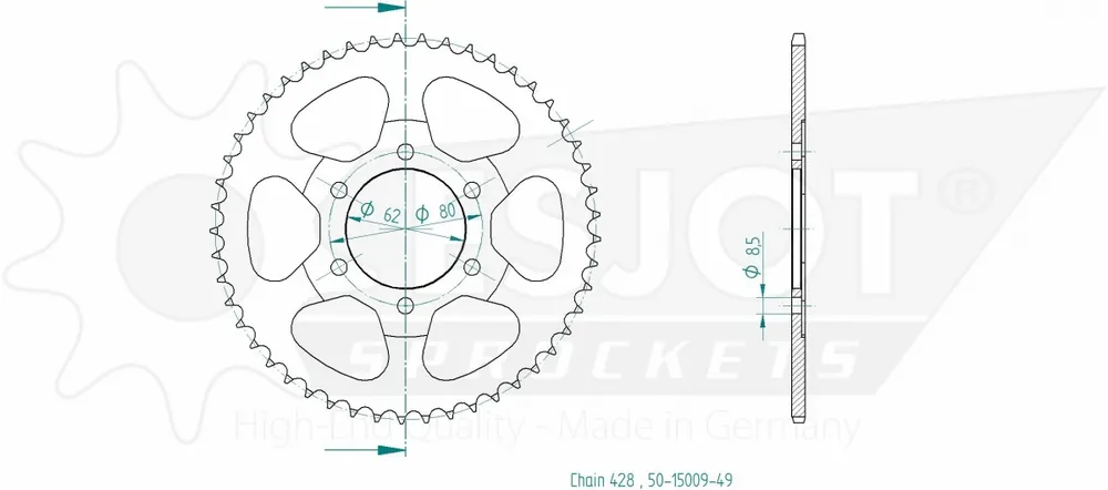 Beperkt Aanbod ESJOT - REAR STEEL 49T, 428 - Sprockets - Duurzaam en Betrouwbaar