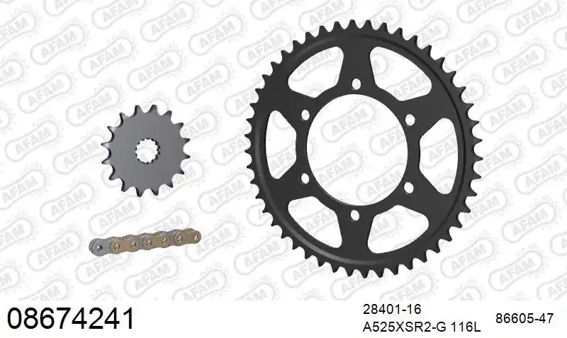 Direct Verzonden AFAM - 525XSR2 116 MRS (RIVET) GOLD & SPROCKETS - STEEL