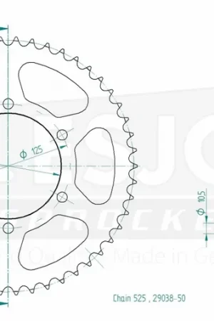 Gereduceerde Prijs ESJOT - REAR STEEL 50T, 525 - Sprockets - Geschikt voor Triumph
