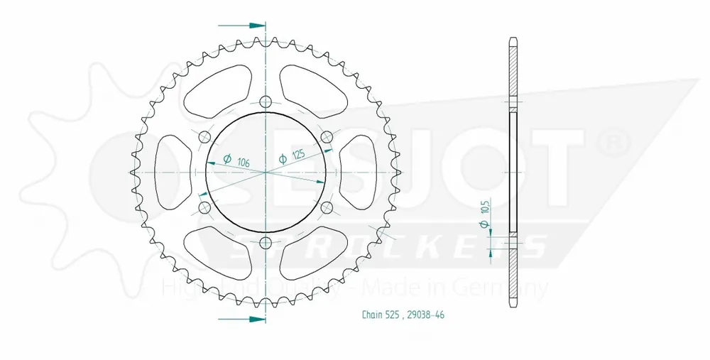 ESJOT - REAR STEEL 46T, 525 - Sprockets - Geschikt voor Triumph In De Mode