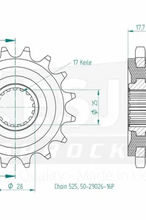 ESJOT - FRONT 16T, 525 - Sprockets - Compatibel met KTM Handgemaakt