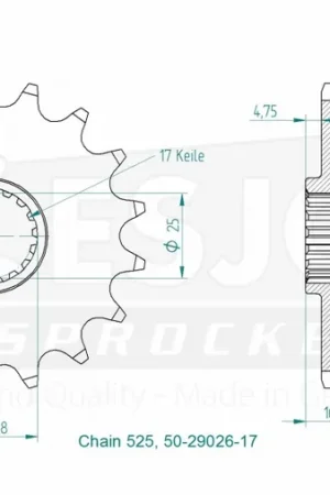 Koopje ESJOT - FRONT 17T, 525 - Sprockets - Compatibiliteit met KTM
