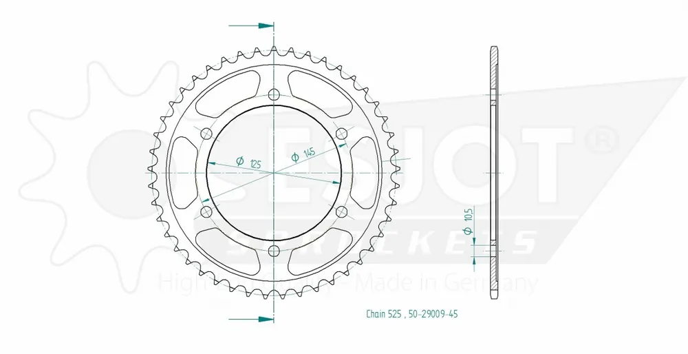 ESJOT - REAR STEEL 45T, 525 - Sprockets - Geschikt voor Yamaha TDM 850 Betrouwbaar