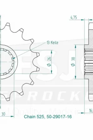 ESJOT - FRONT 16T, 525 - Sprockets - Geschikt voor Honda Actieprijs