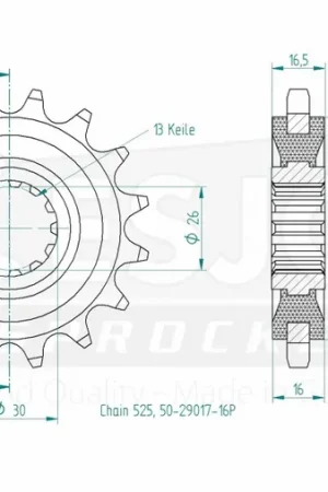 Gratis Retour ESJOT - FRONT 16T, 525 - Sprockets - Geschikt voor Honda
