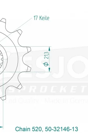 Lage Kosten ESJOT - FRONT 13T, 520 - Sprockets - Compatibel met Suzuki RMZ 450