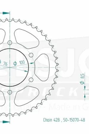 ESJOT - REAR STEEL 48T, 428 - Sprockets - Compatibel met Yamaha Wereldwijde Verzending