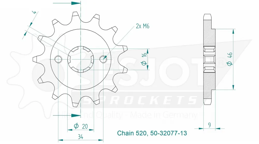 Hoge Kwaliteit ESJOT - FRONT 13T, 520 - Sprockets - Geschikt voor Yamaha Blaster