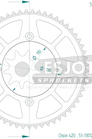 Fabrieksprijs ESJOT - REAR ALU 57T, 420 - Sprockets - BLACK