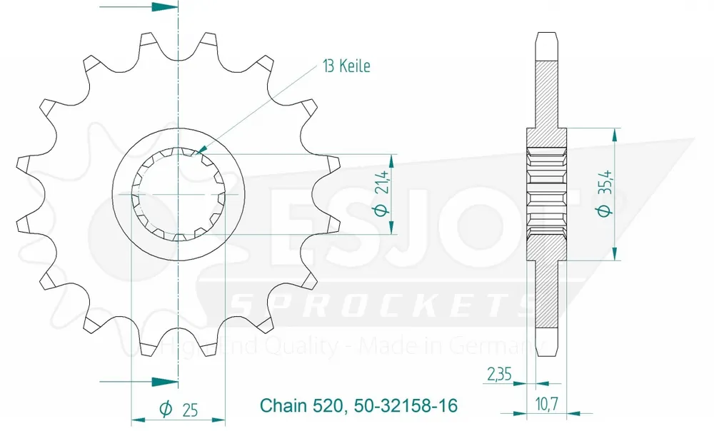 ESJOT - FRONT 16T, 520 - Sprockets - Compatibel met Yamaha Aanbieding
