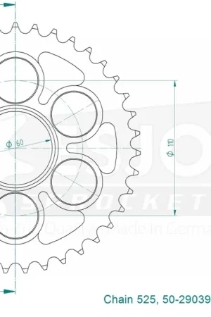 ESJOT - REAR STEEL 39T, 525 - Sprockets - Geschikt voor Ducati Bestel Nu