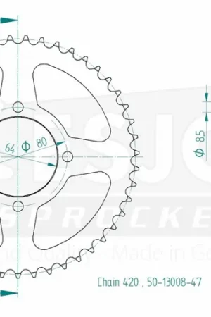 ESJOT - REAR STEEL 47T, 420 - Sprockets - Compatible met Yamaha Gratis Retour