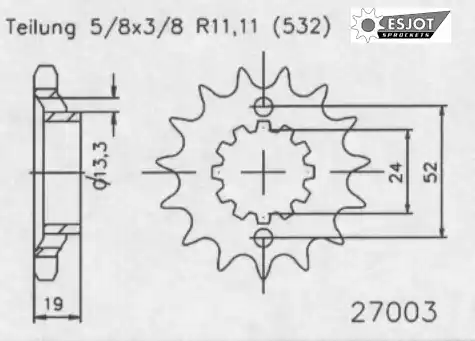 ESJOT - FRONT 17T, 532 - Sprockets - Compatibel met Kawasaki Zx 10 j Plaats Bestelling
