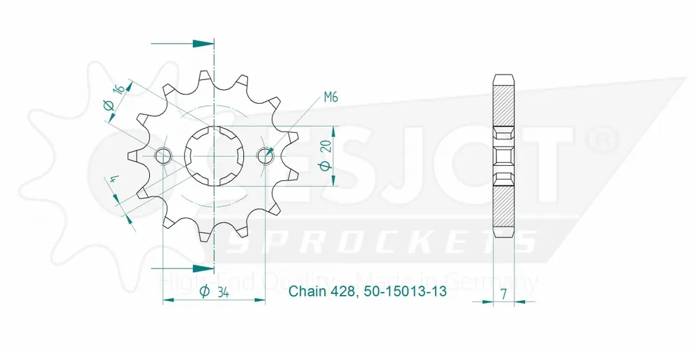 ESJOT - FRONT 13T, 428 - Sprockets - Kwaliteitsonderdeel Lage Kosten