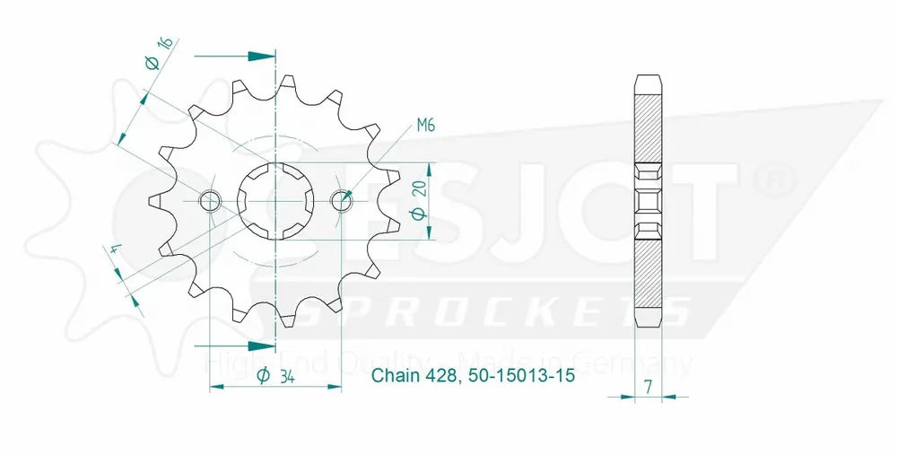 Goedkoop ESJOT - FRONT 15T, 428 - Sprockets - Compatibel met Suzuki en Yamaha