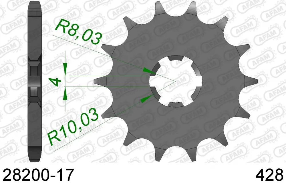 Direct Beschikbaar AFAM - FRONT 17T, 428 - Sprockets - Geschikt voor diverse modellen