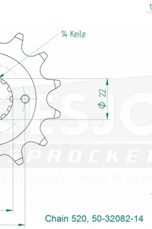 Betaalbaar ESJOT - FRONT 14T, 520 - Sprockets - Compatibel met diverse Ducati modellen