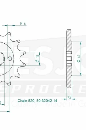 ESJOT - FRONT 14T, 520 - Sprockets - Geschikt voor Honda Bulkbestelling