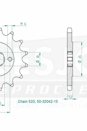 Favoriet ESJOT - FRONT 15T, 520 - Sprockets - Compatibel met Honda-modellen