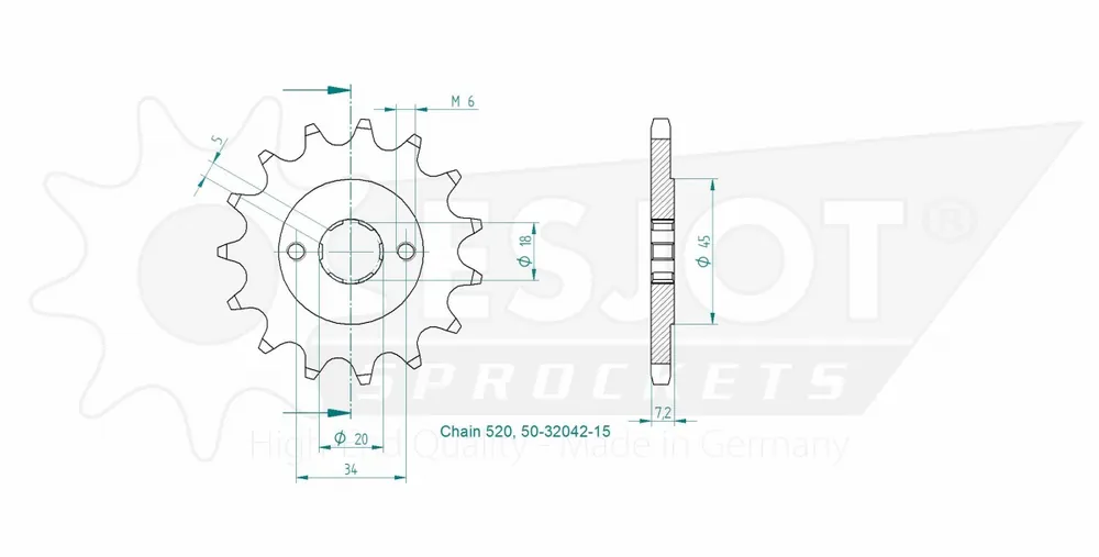 Favoriet ESJOT - FRONT 15T, 520 - Sprockets - Compatibel met Honda-modellen