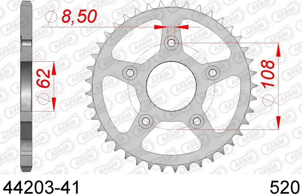 Beperkte Voorraad AFAM - REAR STEEL 41T, 520 - Sprockets - Geschikt voor Aprilia