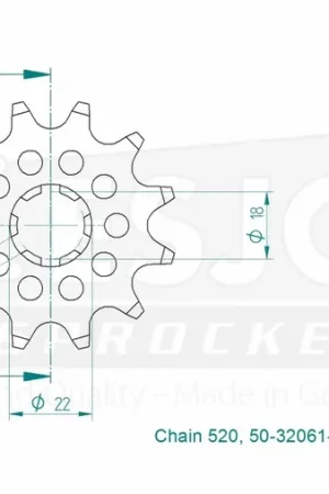 Alleen Vandaag ESJOT - FRONT 12T, LIGHT, 520 - Sprockets - Compatibel met Kawasaki KX 125