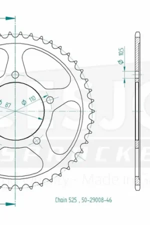 Nu Kopen ESJOT - REAR STEEL 46T, 525 - Sprockets - Geschikt voor diverse Suzuki-modellen