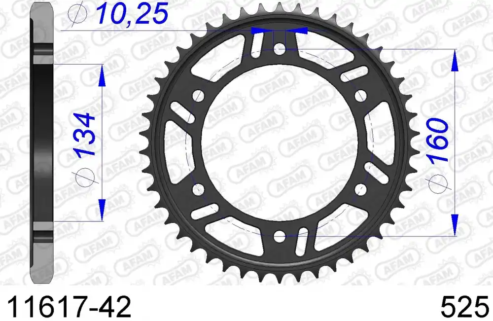 Exclusief AFAM - REAR ALU 42T, 525 - Sprockets - Geschikt voor Honda CBR
