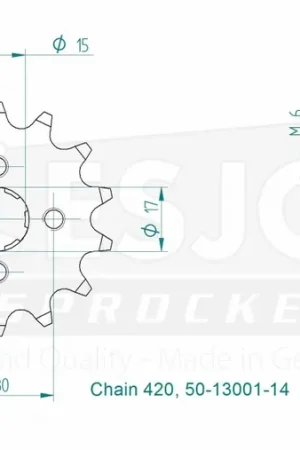 ESJOT - FRONT 14T, 420 - Sprockets - Geschikt voor Honda en Kawasaki Koopje