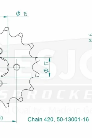 ESJOT - FRONT 16T, 420 - Sprockets - Compatibel met Honda en Yamaha Alleen Vandaag