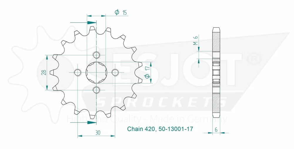 ESJOT - FRONT 17T, 420 - Sprockets - Compatibel met Honda en Yamaha Gereduceerde Prijs