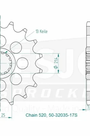 Modern ESJOT - FRONT 17T, LIGHT, 520 - Sprockets - Geschikt voor Kawasaki en Yamaha