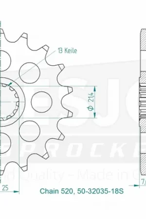 ESJOT - FRONT LIGHT 18T - Sprockets - 520 Actieprijs