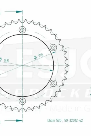 Nieuw ESJOT - REAR STEEL 42T, 520 - Sprockets - Compatibel met Suzuki