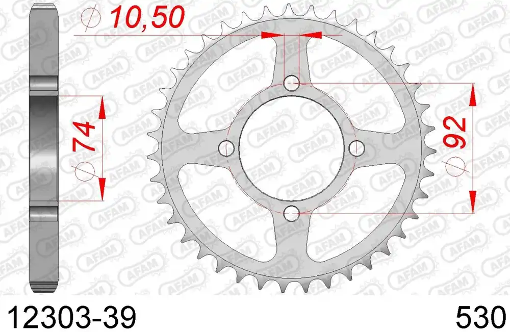 AFAM - REAR STEEL 39T, 530 - Sprockets - Compatibel met Yamaha Fabrieksprijs