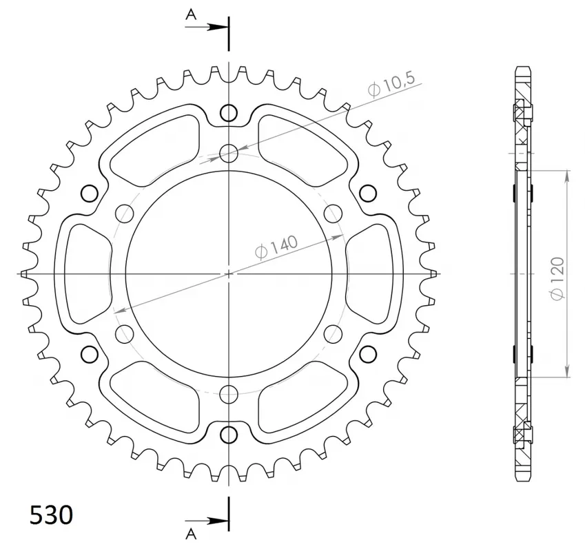 Garantie Inbegrepen SUPERSPROX - REAR STEALTH 45T - Sprockets - Zwart, 530