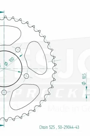 Authentiek ESJOT - REAR STEEL 43T, 525 - Sprockets - Achtertandwiel