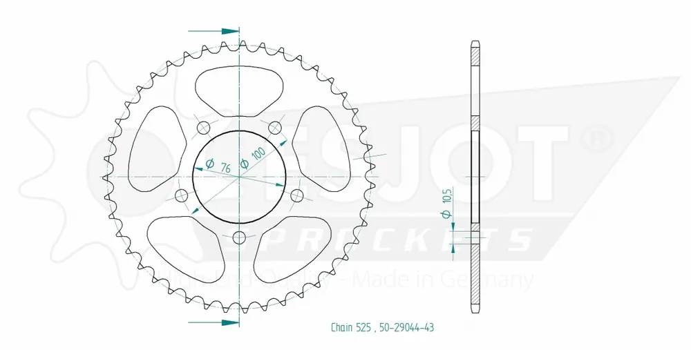 Authentiek ESJOT - REAR STEEL 43T, 525 - Sprockets - Achtertandwiel