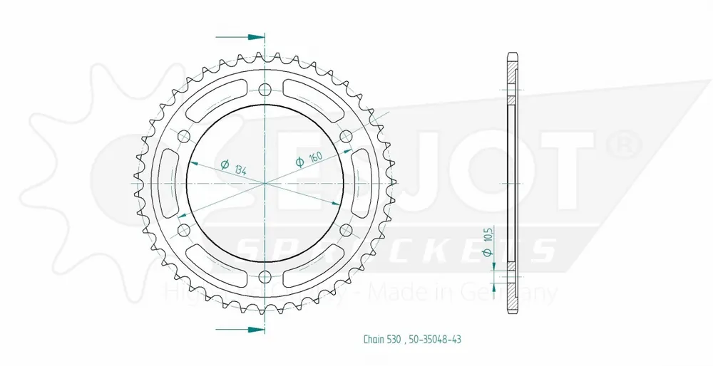 ESJOT - REAR STEEL 43T, 530 - Sprockets - Sterke constructie Uitverkoop