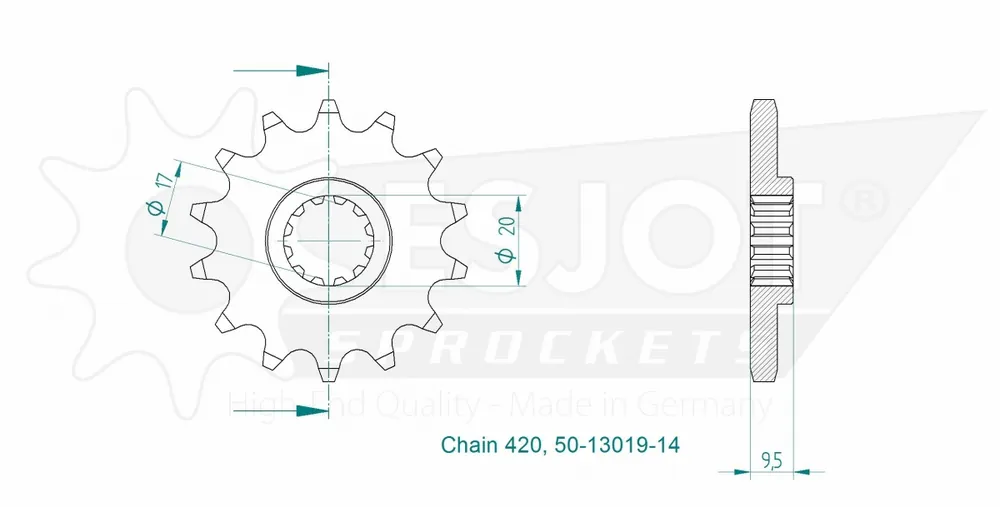 ESJOT - FRONT 14T, 420 - Sprockets - Compatibel met Husqvarna en KTM Weekendaanbieding