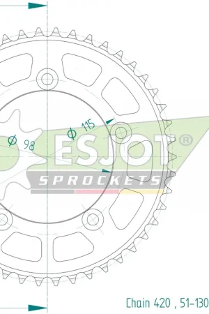 Seizoensaanbieding ESJOT - REAR ALU 46T, 420 - Sprockets - Zwart